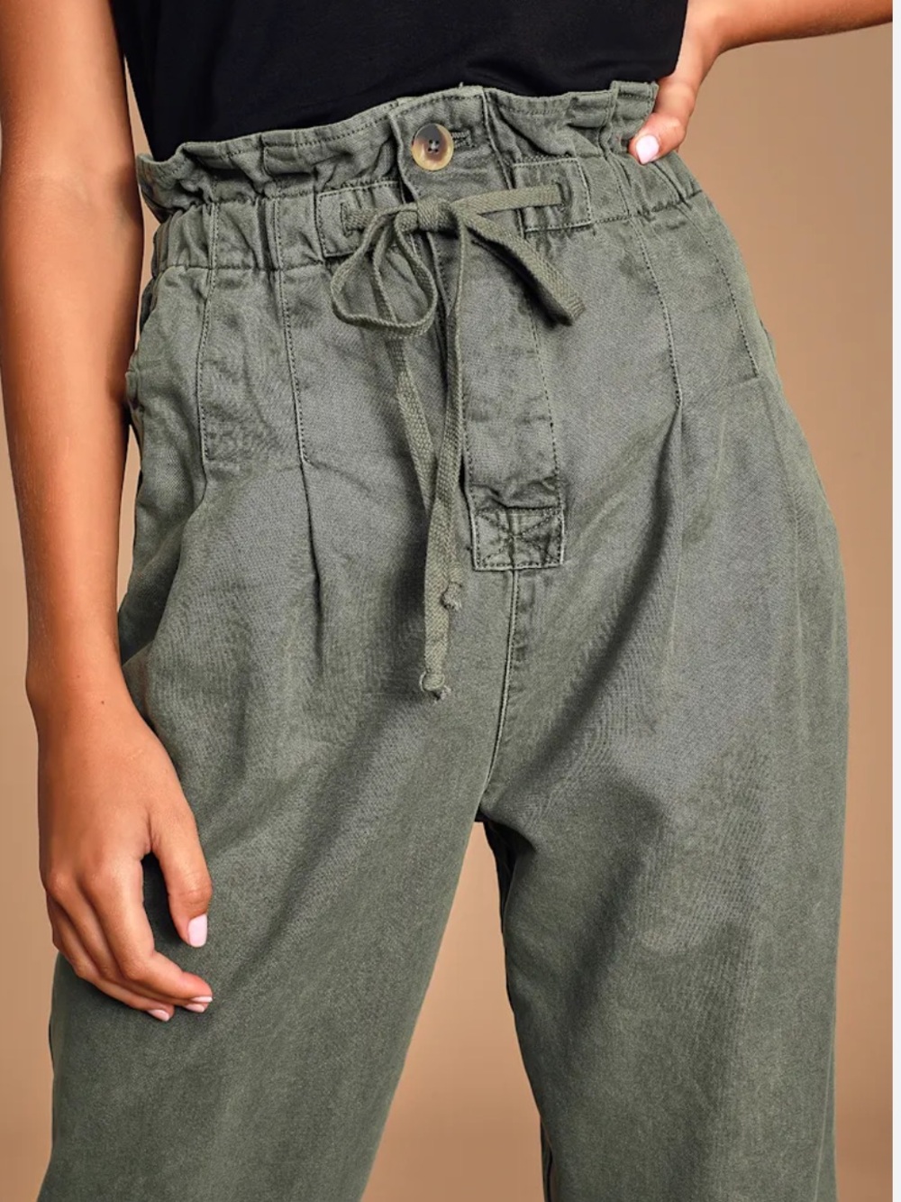 🆕🔖 Free People ✨ Margate Olive Green Paperbag Waist Pleated Pants ✨XS ✨ NWT!